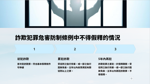 Non-parole conditions in the Regulations on Prevention of Fraud and Crime Harm